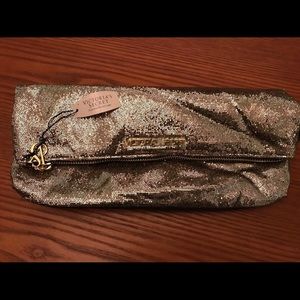Victoria secret gold glitter clutch